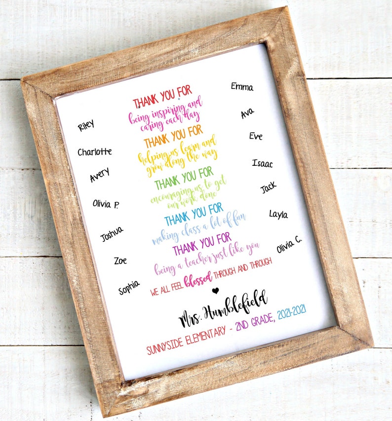 Personalized Class Names, Class Gift, End of year, Teacher Gift, Personalized, Teacher Christmas gift, Teacher poem, thank you, appreciation image 1