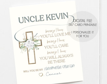 Regalo de patrocinador, Regalo de patrocinador de confirmación, Regalo de confirmación, Imprimible de patrocinador, ¿Quieres ser mi patrocinador?, Tarjeta de patrocinador de confirmación