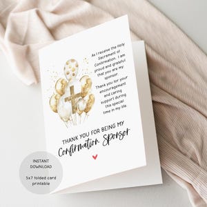 Tarjeta de agradecimiento para el padrino de confirmación, regalo para el padrino de confirmación, tarjeta de agradecimiento para el padrino, tarjeta de agradecimiento religiosa, sacramento, gratitud