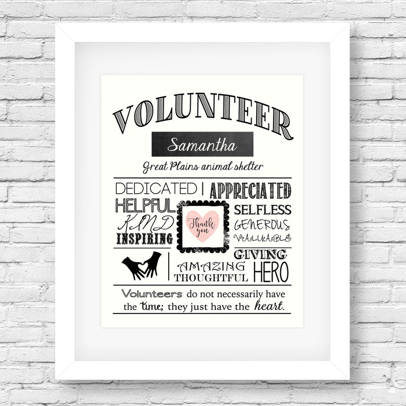 Volunteer Gift Volunteer Appreciation Volunteer Thank You Etsy