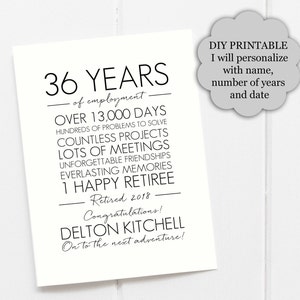 Personalized retirement card, custom retiree card, retirement printable, retirement print