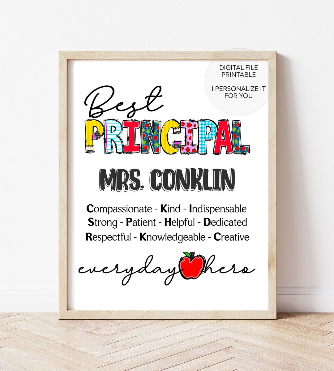 Principal Printable - Principal Gift - Principal Print - Personalized ...
