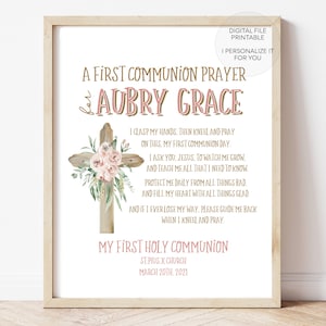 Lámina de Primera Comunión, Regalo de Comunión, Letrero para fiesta de Primera Comunión, Regalo personalizado de Primera Comunión, Imprimible de Comunión