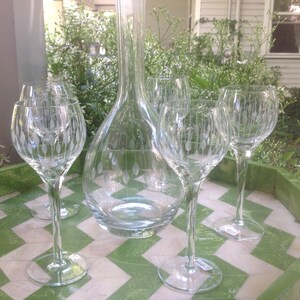 Vintage Crystal Wine Glasses and Carafe - Made in Romania - Antique Wine Glasses - Antique Wine carafe - Wine Decanter and Glasses