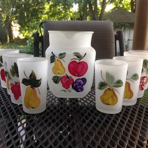 Vintage Federal Juice Pitcher and Glass Set