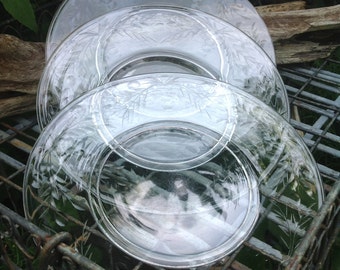 Vintage Cut Crystal Salad or Dessert plates - set of 3 - Cut Crystal Plates - Luncheon Plates - Antique Plates - Cake Plates - Tea Dishes