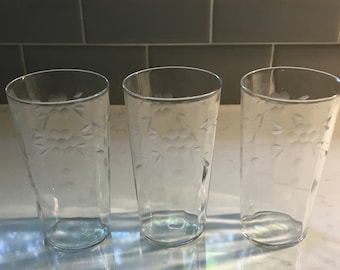Antique Cut Crystal Flat Tumblers or hi-balls - set of 3 - Antique Juice Glasses - Antique cocktail Glasses - Water Glasses - Water Goblets