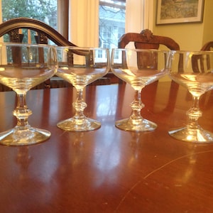 Vintage Crystal Wafer Stem Champagne Coupes - set of 4 - Vintage Coupes - Antique Coupes - Tall Sorbets - Vintage Champagne Glasses