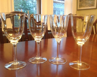 Antique Crystal Wine Glasess - set of 4 Fluted bowls