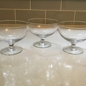Vintage Crystal Dessert Dishes, Ice Cream Bowls or Sorbet Dishes - set of 3 - Antique Coupes - Pudding Cups - Fruit Cups - Shrimp Cocktail