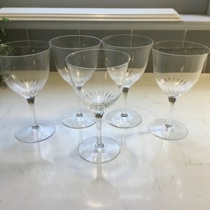 Vintage Cut Crystal Wine Glasses or Water Goblets - set of 5 - Vintage Goblets - Antique Goblets - Antique Wine Glasses, Cut Crystal Goblets