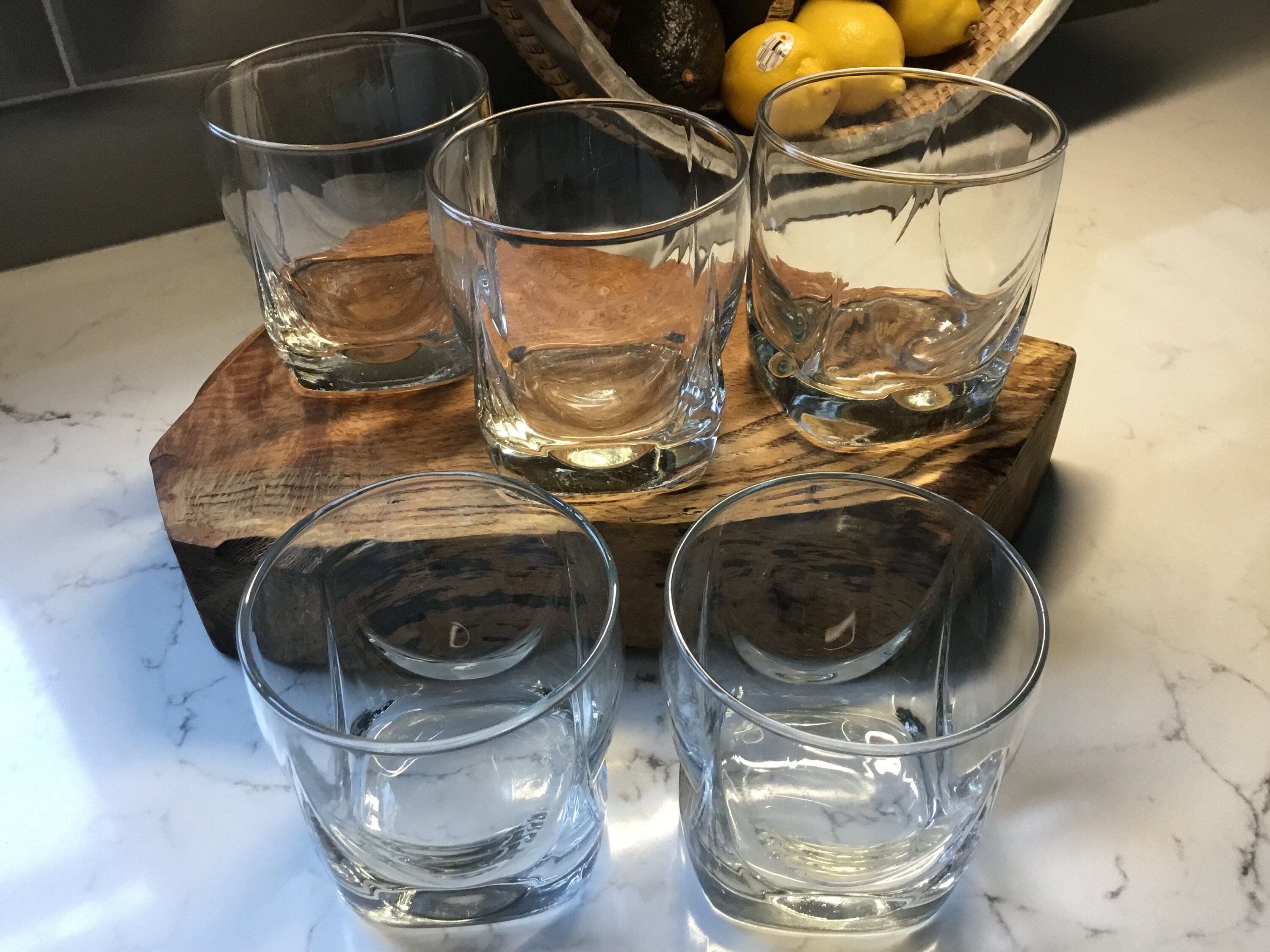 Vintage Heavy Crystal Double Old Fashioned Glasses - Set of 5 - Vintage Rocks Glasses - Vintage Crystal Tumbler - Antique Cocktail Glasses
