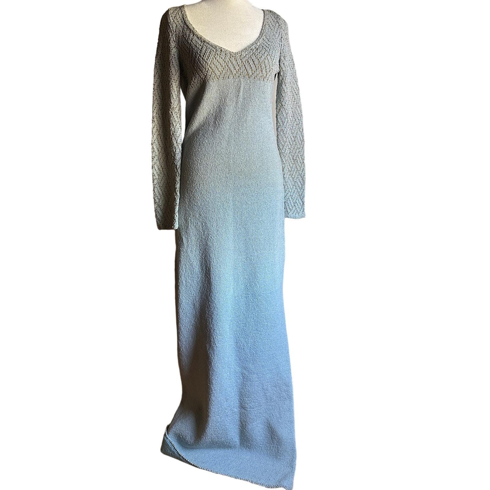 Vintage Light Blue Knit Dress - Etsy