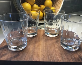 ヴィンテージカットクリスタルダブルオールドファッショングラス - 4個セット - ヴィンテージロックグラス - ウイスキーグラス - スコッチグラス - リーフカットクリスタル