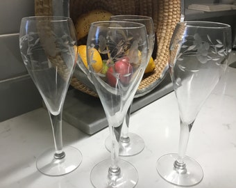 Vintage Princess House Heritage Champagne Flutes - Set of 4 - Vintage Flutes - Antique Flutes - Toasting Flutes - Vintage Wedding -