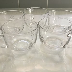 Vintage Cut Crystal Punch Cups or Tea Cups - Starburst Cut - set of 5