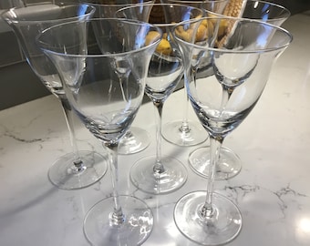 Vintage Crystal Wine Glasses or Water Goblets  Set of 7 - Vintage Wine Glasses, Vintage Water Goblets, Antique Goblets, Antique Wine Glasses