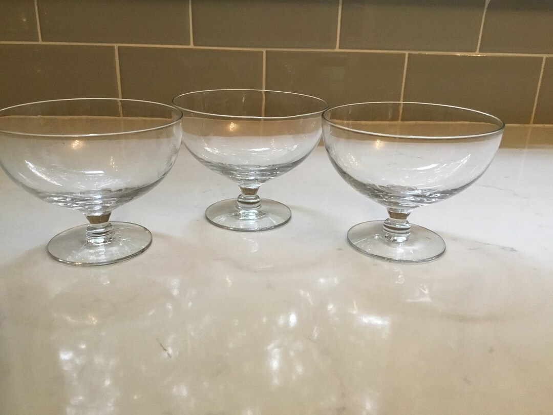 Vintage Crystal Dessert Dishes, Ice Cream Bowls or Sorbet Dishes Set of 3 Antique Coupes Pudding