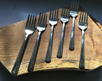Vintage Versilberte Gabeln - 6er Set - Victor Silver Company One - Antike Gabeln - Antikes Besteck - Kuchengabeln - Hochzeitsgabeln - Besteck
