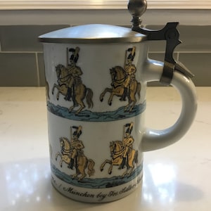 Vintage German Beer Stein - Munchen Garde Du Corps Napoleon Era Commemorative - Antique Stein - Vintage Beer Mug - Lidded Stein