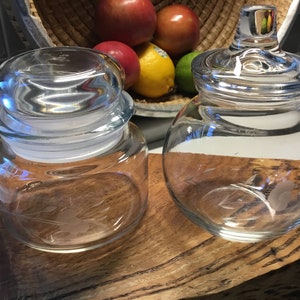 Vintage Crystal Vanity Jars - Set of 2 - Princess House Heritage - Vintage Cotton Ball Jar - Q Tip Jar - Vintage Princess House Small Jars