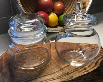 Vintage Crystal Vanity Jars - Set of 2 - Princess House Heritage - Vintage Cotton Ball Jar - Q Tip Jar - Vintage Princess House Small Jars