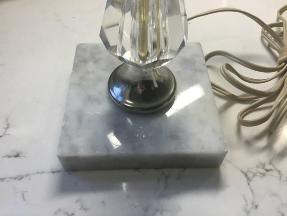Vintage Marble and Cut Glass Table Lamp Base Antique Glass Lamp