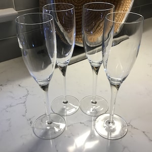 Vintage Crystal Champagne Flutes - Set of 4