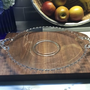 Vintage Beaded edge Handled plate - Candlewick Clear - Imperial Glass Ohio Candlewick Clear - Vintage Serving Tray - Vintage Platter