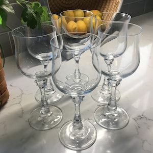 Vintage Crystal Wine Glasses or Water Goblets - Set of 6 - Cristal D&#39;arques-Durand - Antique Wine Glasses - Antique Goblets