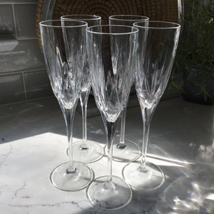 Vintage Royal Doulton Cut Crystal Champagne Flutes - Set of 5 RDC43 - Toasting Flutes, Champagne Glasses, Toasting Glasses