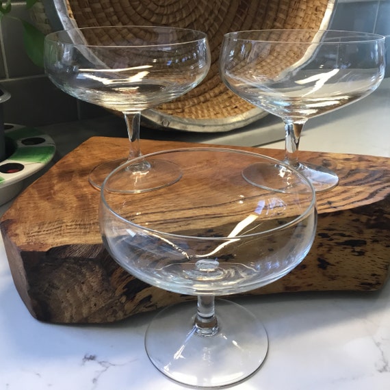 Vintage Crystal Wide Mouth Champagne Coupes or Sorbet Dishes Set