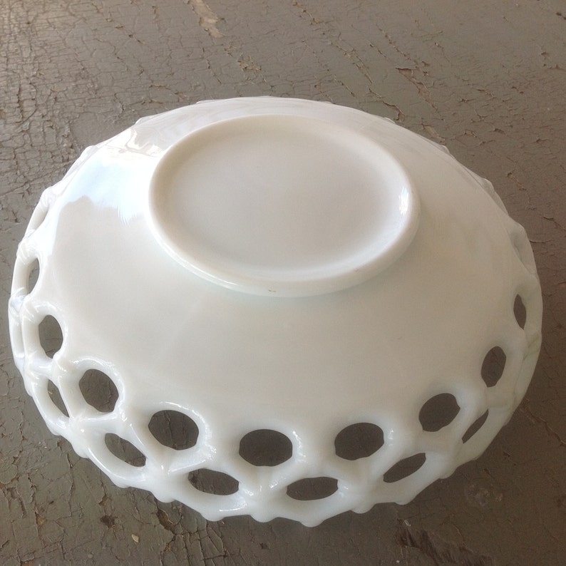 Vintage Westmoreland Doric Open Lace Milkglass Bowl
