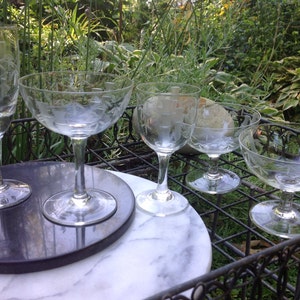 Barware de cristal vintage - Noritake Bamboo juego de 5 - Barware antiguo - Coupés vintage - Barware Tiki - Martini vintage - Moderno de mediados de siglo