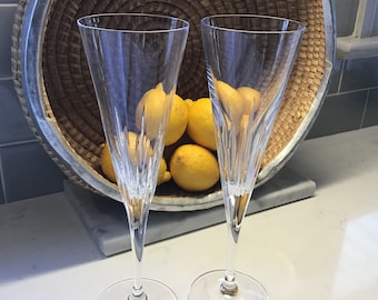 Vintage Cut Crystal Champagne Flutes - Set of 2 - Vera Wang for Wedgwood Duchesse - Antique Flutes - Champagne Glasses - Toasting Flutes