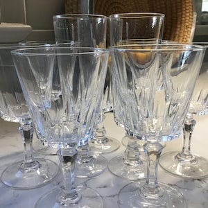 Copas de vino de cristal de corte vintage, copas de agua y flautas de champán - Juego de 9 - Copas de vino antiguas, Copas de champán vintage, Vino de los años 50