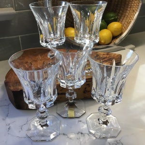 Vintage Arnolfo di Cambio Wine Glasses or Water Goblets - set of 5 - Cut Crystal Water Goblets, Cut Crystal Wine Glasses, Antique Wine Glass
