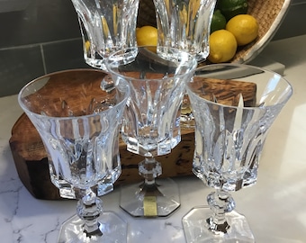 Vintage Arnolfo di Cambio Wine Glasses or Water Goblets - set of 5 - Cut Crystal Water Goblets, Cut Crystal Wine Glasses, Antique Wine Glass