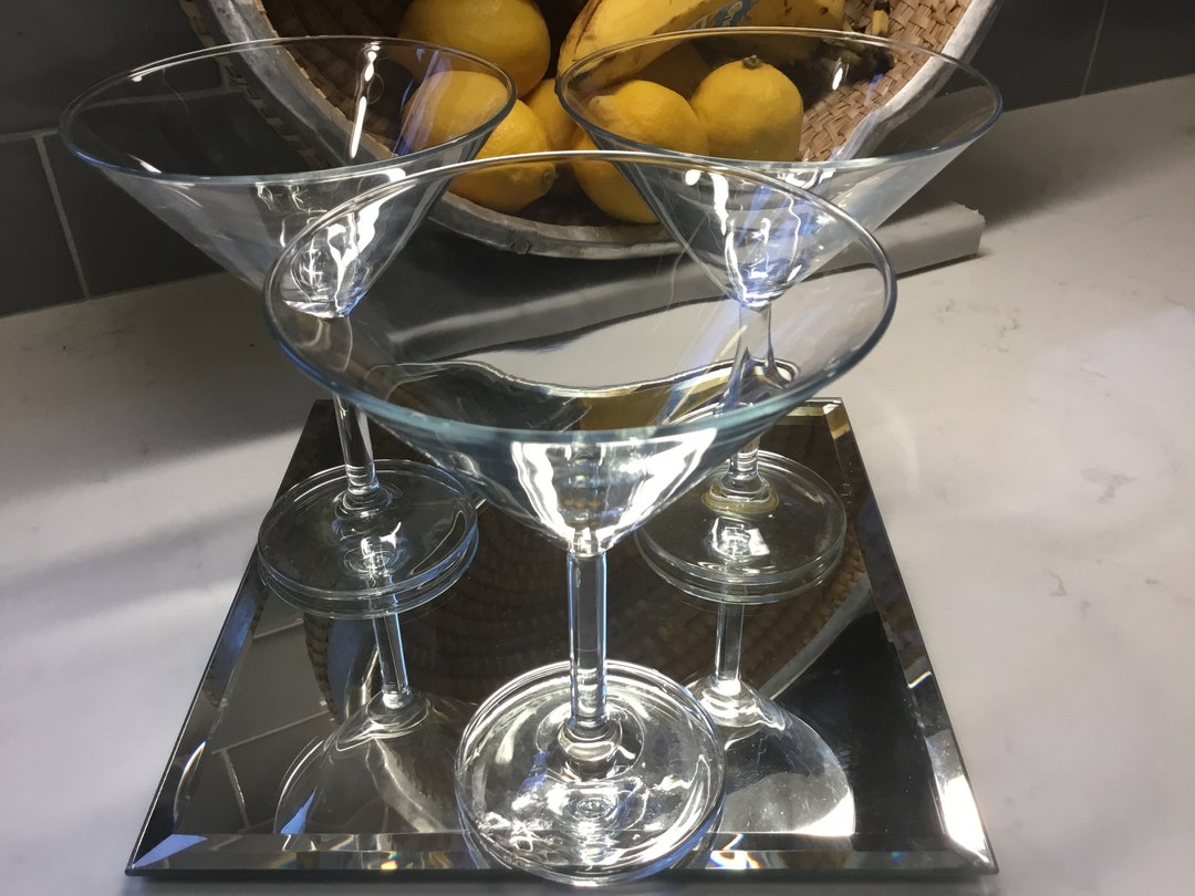 Vintage Crystal Martini Glasses Set of 3 Antique Martini Glasses