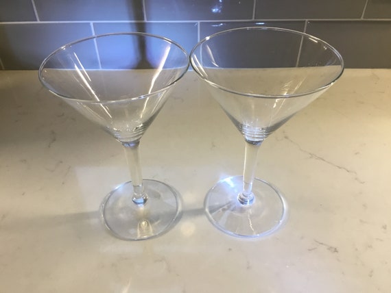 Vintage Martini Cocktail Glasses Set of 2 Antique Martini Glasses