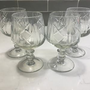 Vintage Cut Crystal Brandy Snifters - Set of 4 - Vintage Snifters - Antique Snifters - Brandy Glasses - Whiskey Glasses - Cognac Glasses