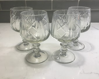 Vintage Cut Crystal Brandy Snifters - Set of 4 - Vintage Snifters - Antique Snifters - Brandy Glasses - Whiskey Glasses - Cognac Glasses