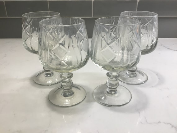 Vintage Cut Crystal Brandy Snifters Set of 4 Vintage Snifters