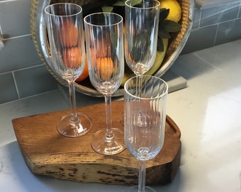 Vintage Crystal Champagne Flutes - Set of 4, Vintage Flutes, Antique Flutes, Modern Flutes, Optic Flutes, Toasting Flutes, Champagne Glasses