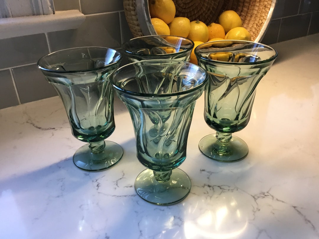 Vintage Pressed Glass Water Goblets or Iced Tea Glasses Etsy