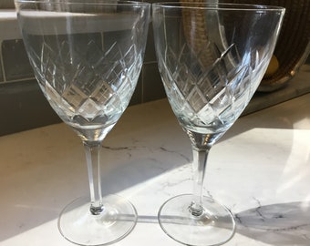 Vintage Cut Crystal Wine Glasses - Set of 2 - Antique Wine Glasses - Vintage Water Goblets - Antique Goblets - Cut Crystal Red Wine