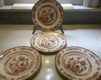 Antique Staffordshire Pottery Dinner Plates - set of 4 - Midwinter Ltd. W.R. Indian Tree - Vintage Staffordshire 10 Inch Plates