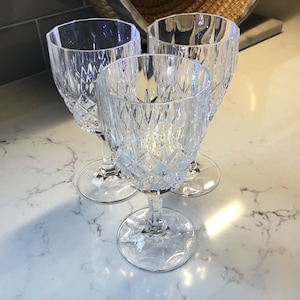 Vintage Cut Crystal Wine Glasses or Water Goblets - Set of 3 - Leaded Crystal Wine Glasses - Vintage Wine Glasses - Vintage Goblets -