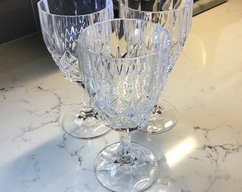 Vintage Cut Crystal Wine Glasses or Water Goblets - Set of 3 - Leaded Crystal Wine Glasses - Vintage Wine Glasses - Vintage Goblets -