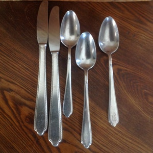 Antique B Monogrammed Silverplate Flatware - Holmes and Edwards Guest of Honor Pattern - 5 pieces